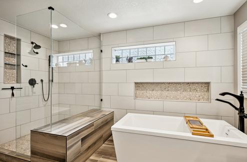 Bathroom renovation remodel spa-like shower bathtub