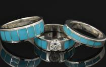 Turquoise engagement ring and wedding ring set