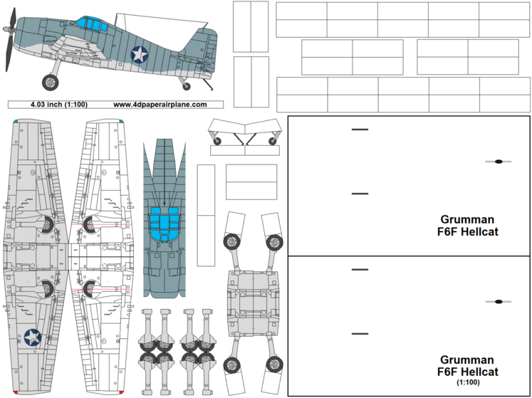 4D model template of Grumman F6F Hellcat