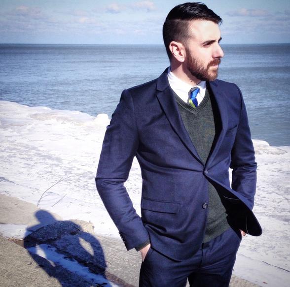 Navy suit with outlet sweater