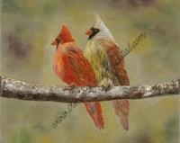 Theresa K Divin Fine Art Cardinals Greeting Card