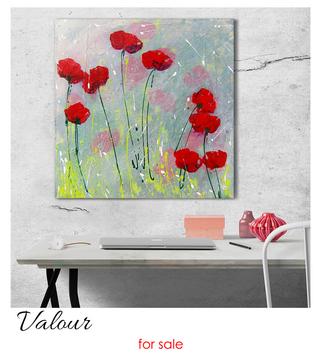 poppies, poppy painting, abstract poppy painting, red flowers, floral art