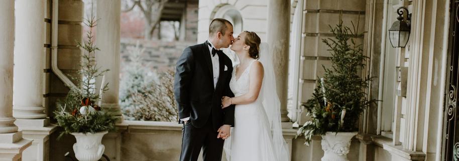 A First Look Kiss on A Minneapolis Wedding Day at the Semple Mansion