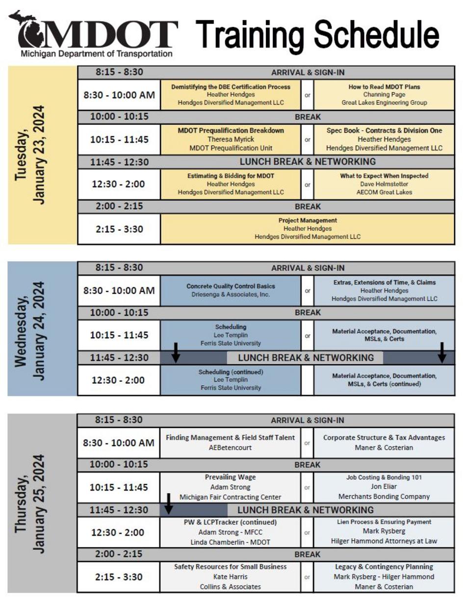 MDOT January 2024 Training Series
