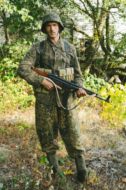 WW2 German Waffen-SS soldier in camo uniform dot pattern