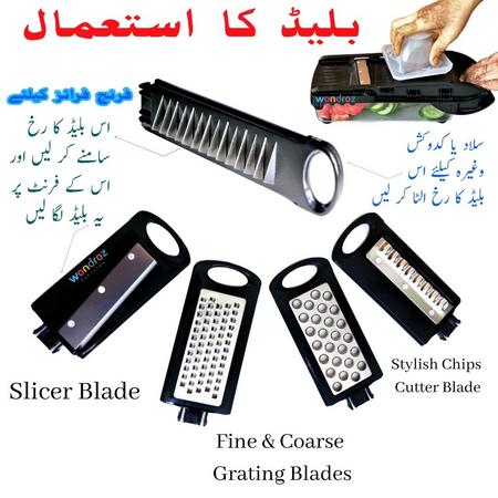 Vegetable cutter in Pakistan for slicing onion, tomato, cucumber for salad or cut potato into fries and chips, grate carrot and cheese. Buy online in Karachi