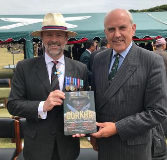 Craig Lawrence with the Director of the Gurkha Museum at the launch of the new Gurkha book