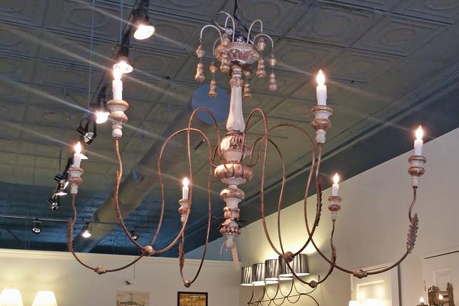Large Aden Grey wooden distressed chandelier new cieling fixtures 6 arm
