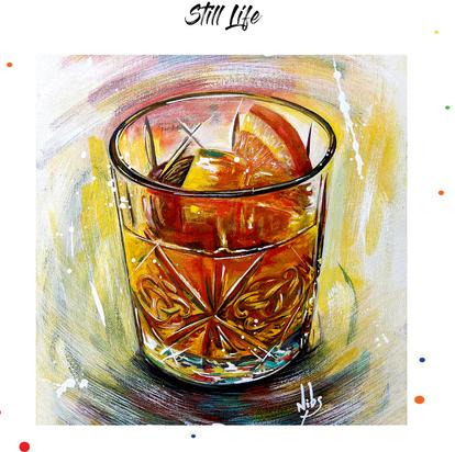 Old Fashioned Whiskey cocktail painting