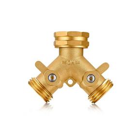 Heavy Duty Brass Garden Hose Connector- 2 Way Tap Water Hose Splitter