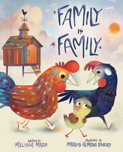 Family of illustrated chickens