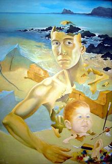 Autorretrato con Andrés, 1984. Óleo sobre lienzo