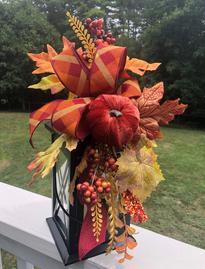 Harvest Fall Velvet Ribbon Pumpkin Lantern Swag