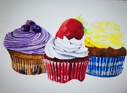 Cupcakes watercolor, Tracy Harris, San Diego, CA