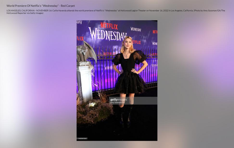 Callie Haverda attends the world premiere of Netflix's 'Wednesday'
