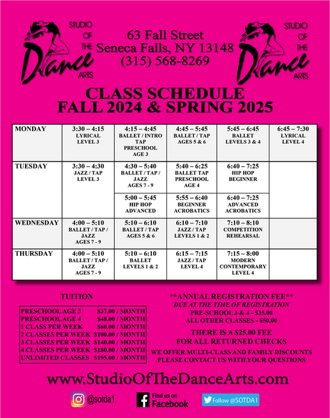 2024-25 Dance Class Registration