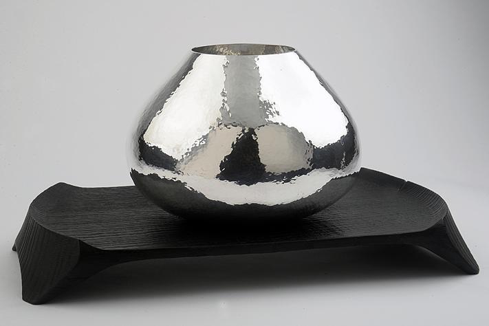 round sterling silver bowl by Irish metalsmith Kevin O'Dwyer.