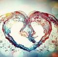 Abstract water image with a heart made of water shown in center.