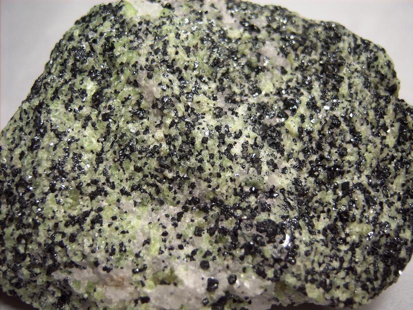 FRANKLINITE, green WILLEMITE, CALCITE - Franklin Mine, Franklin, Franklin Mining District, Sussex County, New Jersey, USA - Franklinite type locality - for sale