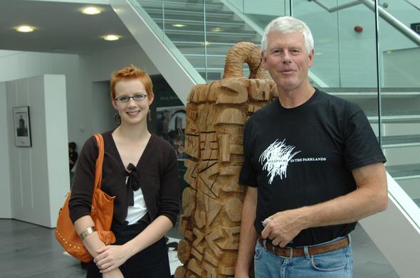 Sinead O'Dwyer and Patrick Dougherty at Peatlands exhibition opening.