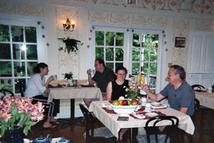 Guests eating breakfast in the Wedgwood Inn dining room.