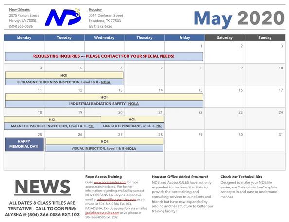 training calendar