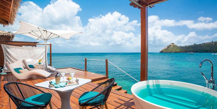 Sandals Grand St Lucian Over Water Bungalow deck