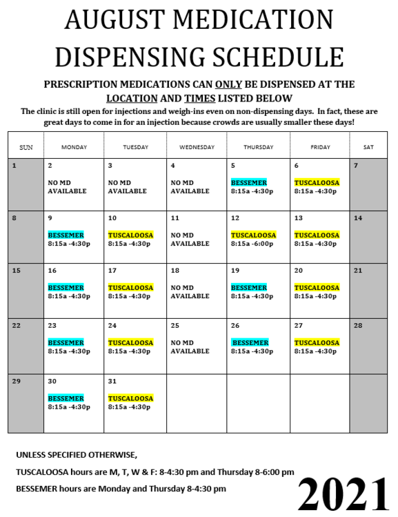 Tide Wellness Physician Availability Calendar