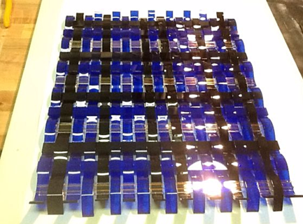 Black, Blue and Clear Glass ready for Slumping, and Fusing, Tracy Harris Glass Artist