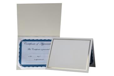 award certificate in white photo folder with foil imprinting