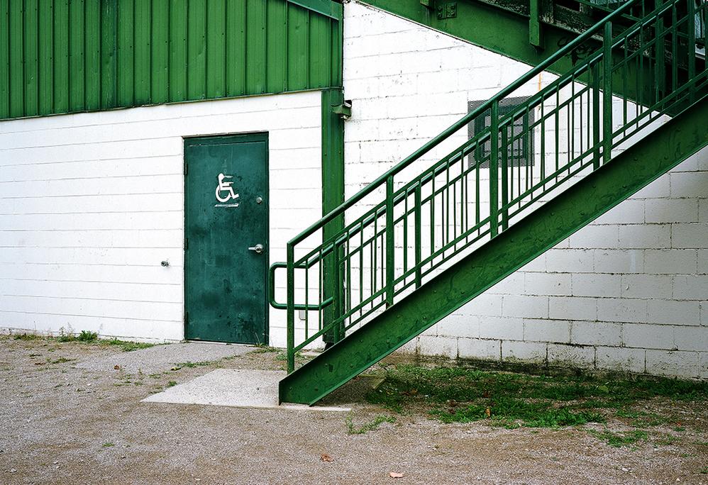 Disable sign on green door