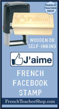 French Facebook Stamps: Available as a wooden rubber stamp or self-inking stamp. J'aime facebook stamp for French class.