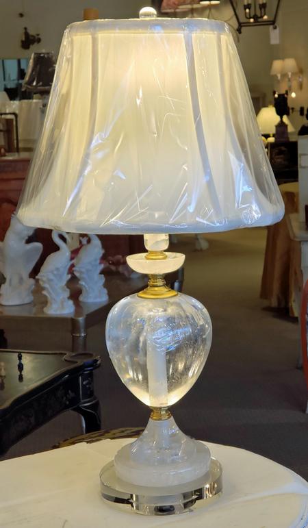 rock crystal antique vintage quartz table lamp