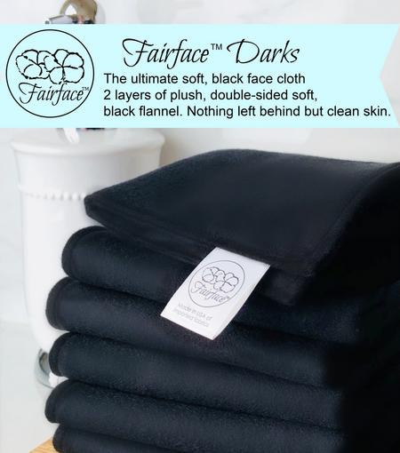 Soft Black Face Washcloths Soft Flannel for Sensitive Skin Fairface Washcloths