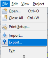 Select File tab and Export in Primavera P6