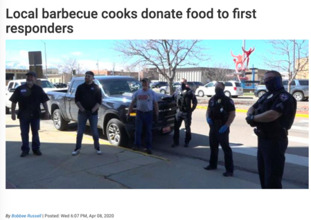 https://www.wyomingnewsnow.tv/content/news/Local-barbecue-cooks-donate-food-to-first-responders--569491561.html?fbclid=IwAR1nEz3PTv7gTwoEBp2lWAu__NngopE0LfPxjPYcpWa3EuNjJXNAE5dL7vM