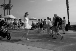 Black and white images of Ocean Front Walk, Venice Beach, 2013