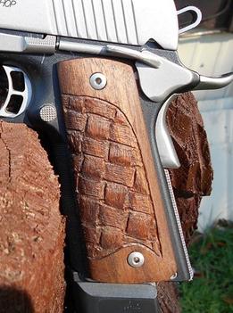 How to make custom carved wood Celtic basket weave designed pistol grips for a Kimber 1911. FREE step by step instructions. www.DIYeasycrafts.com