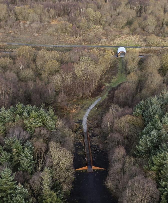 aerial view of Tippler Bridge sculpture