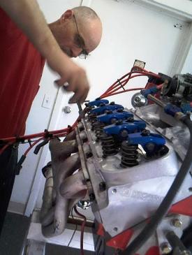 A custom engines builder at work