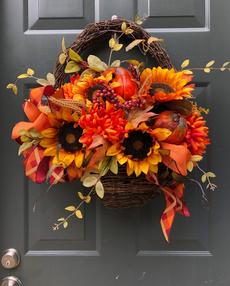 Autumn Fall Sunflower Pumpkin Basket