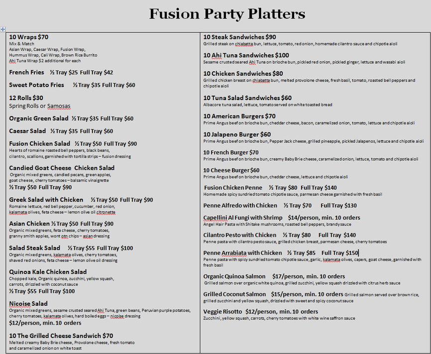 Fusion Grill Catering