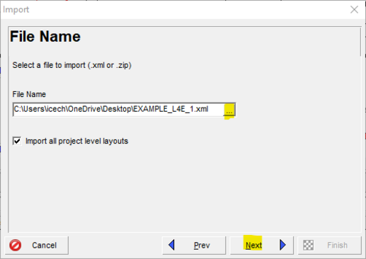 Import all project level layouts in Primavera P6