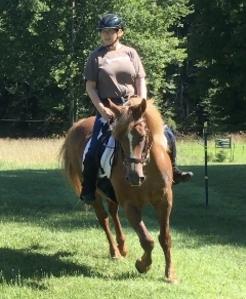 Colby's Army photo of executive diretorLisa Wysocky riding the chestnut therapy horse Tessie