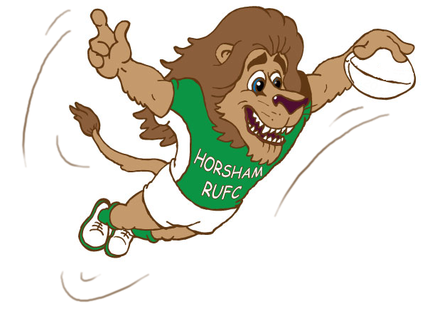 cartoon animal lion rugby player diving scoring a try