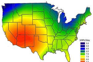 Solar KWh/Day Map USA
