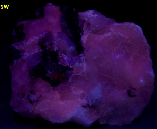 fluorescent CRYOLITE with SIDERITE, Ivigtut Cryolite deposit, Ivittuut (Ivigtut), Arsuk Firth, Arsuk, Sermersooq (Kitaa Province; West Greenland), Greenland, Denmark