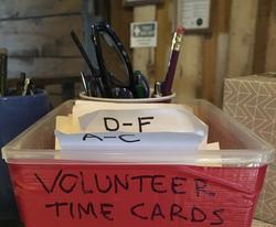 Colby's Army photo of the volunter time sheet box