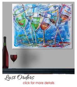 Funky vibrant wine glass painting