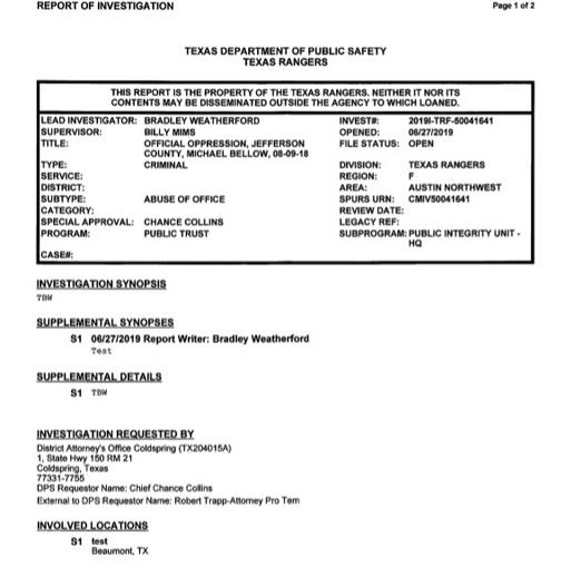 Bob Wortham Marcelo Molfino under Investigation Public Corruption Official Oppression Against David Bellow Jefferson County